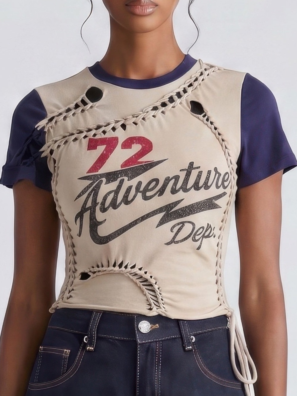 Varsity Renegade Lace-up Graphic Tee